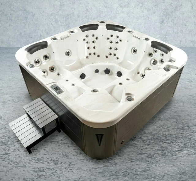 Baignoire à Remous XXL Noire Palermo - 2 Places, LED, 15 Jets - Neuve