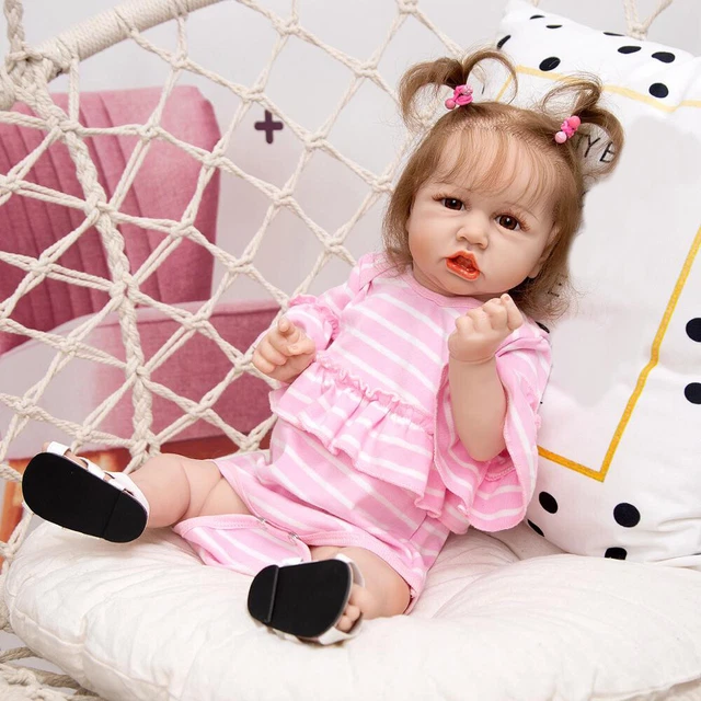 23in Reborn Doll Full Silicone Vinyl Body Newborn Girl Doll Anatomically Correct