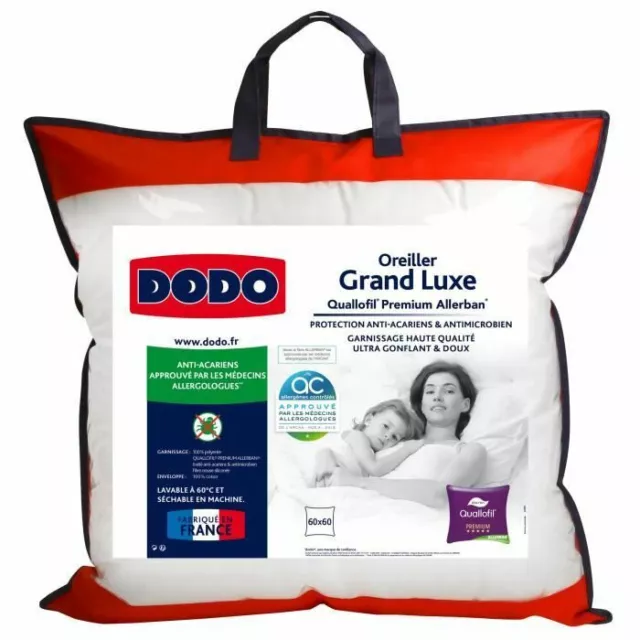 DODO Oreiller MEMOFORME Grand luxe à Mémoire de Forme ergonomique 60x60 cm Blanc