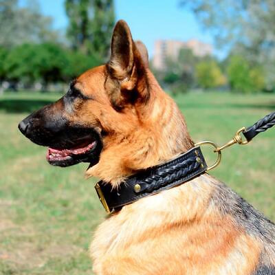 German Shepherd Dog Collar K9 Extra Wide and Thick Leather Heavy Duty M L XL