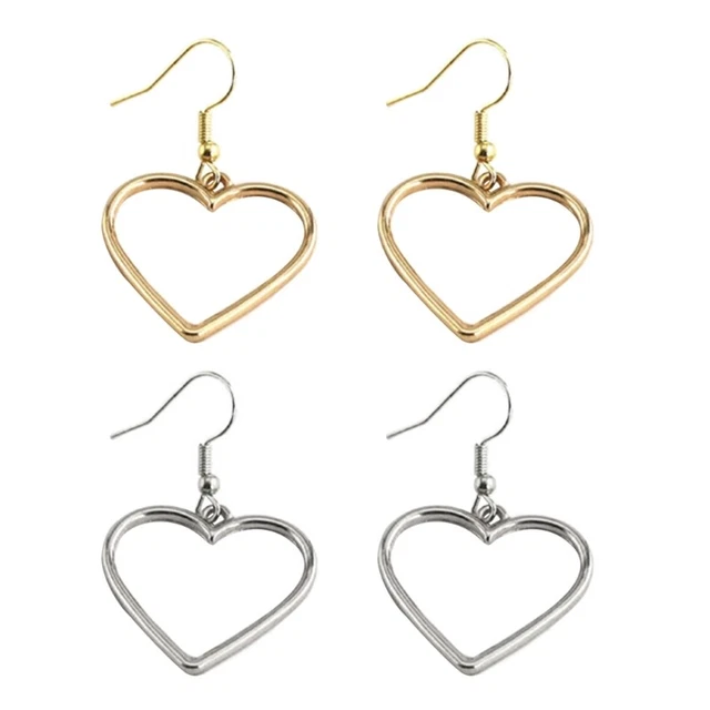 Fashion Hollow Heart Pendant Earrings Temperament Dangle Earrings Jewelry