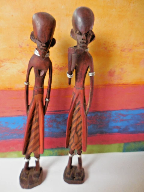Hand Carved Hand Painted Wood African Handicraft Figures Whimsical
