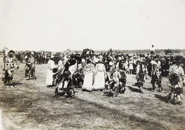 Vintage 1920's Snapshot Native American Pow Wow Dance Photograph