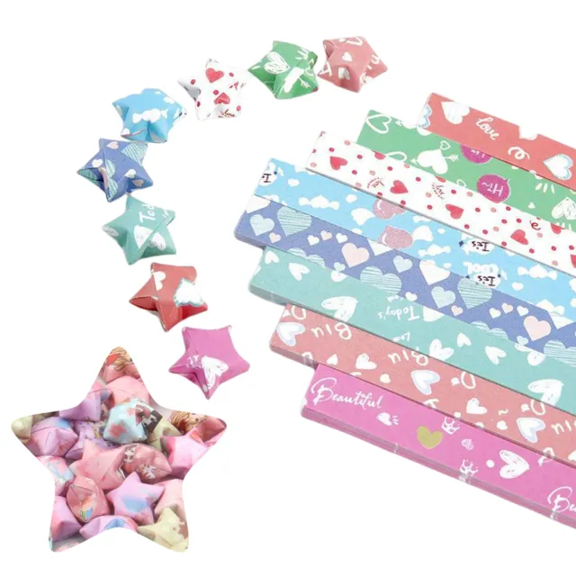 Origami Artwork Cartoon Pattern Paper Star Strips Stress-relief Handcrafts