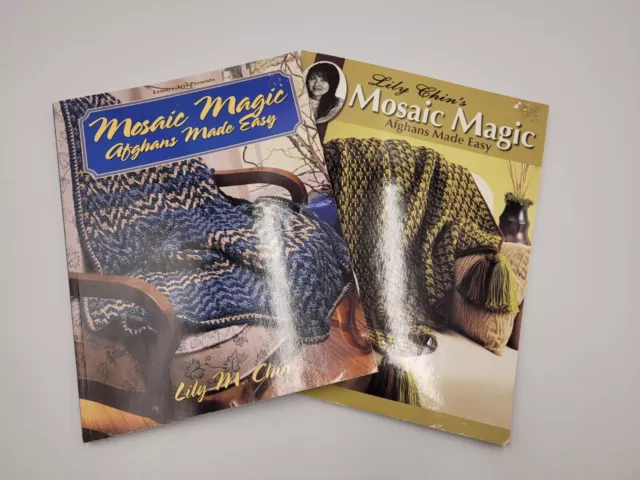 Mosaic Magic Crochet Pattern Books 2 Set Lily Chin Afghan Fiber Craft How To