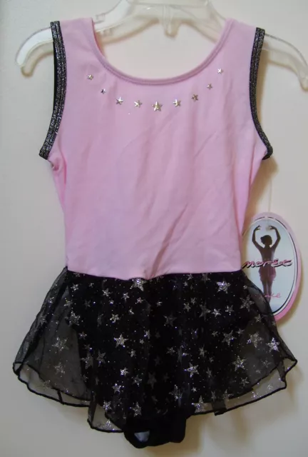 Jacques Moret Sparkle Sparkle Pink Star Dance Tank Skirtall Leotard L 12-14