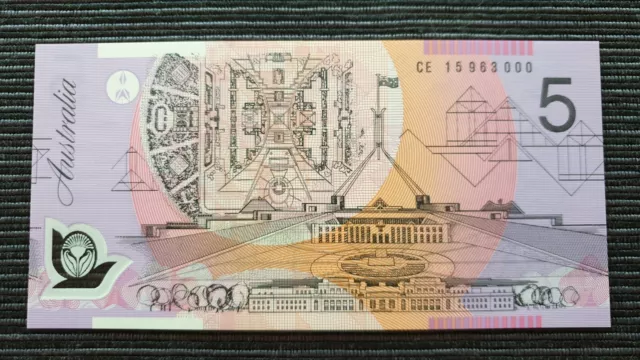 CE CE15 AUSTRALIA $5 2015 Stevens/Fraser General Prefix UNC Polymer Banknote 000