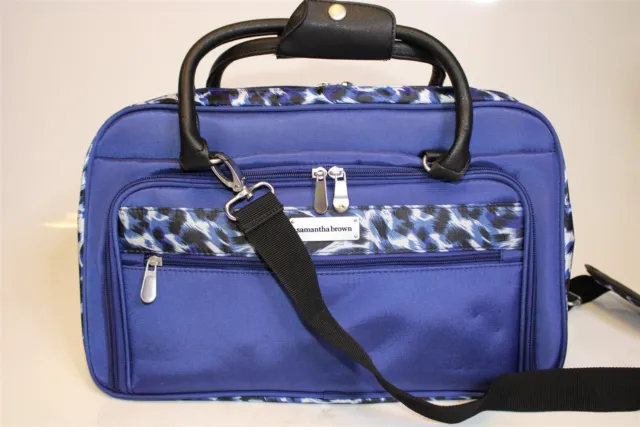 Samantha Brown Textile NEW Crossbody Padded Laptop Suitcase Overnight Travel Bag