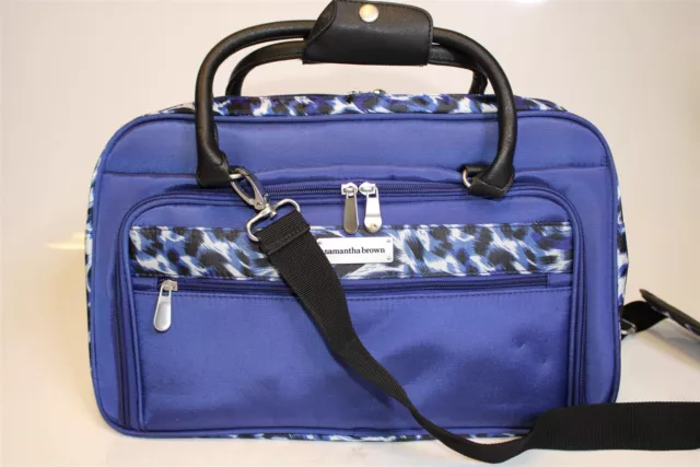 Samantha Brown Textile NEW Crossbody Padded Laptop Suitcase Overnight Travel Bag