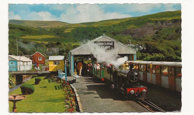 Postcard Fairbourne Railway Station  Steam Train Wales