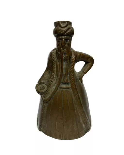 Vintage Old Man W/ Beard Figurine 3.5" Brass Call Bell Ball Servant