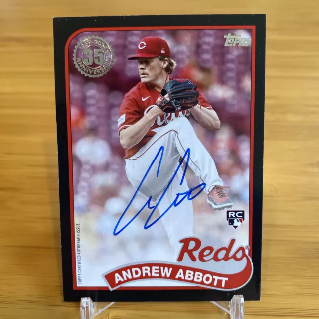 Andrew Abbott 2024 Topps Series 1 RC Reds 1989 On Card Auto Black /199 #89BA-AA