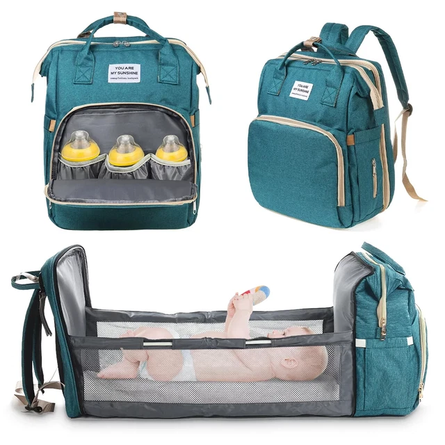 Travel Diaper Bag Backpack Foldable Baby Bed, Crib Diaper Backpack