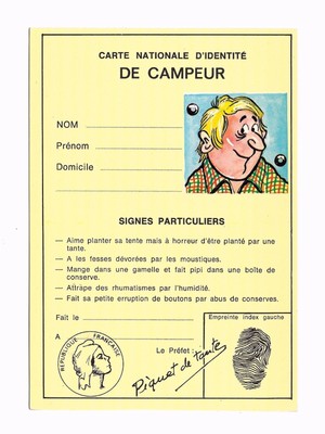 Cp Humour Serie Identite Carte Nationale De Campeur Eur 3 00 Picclick Fr