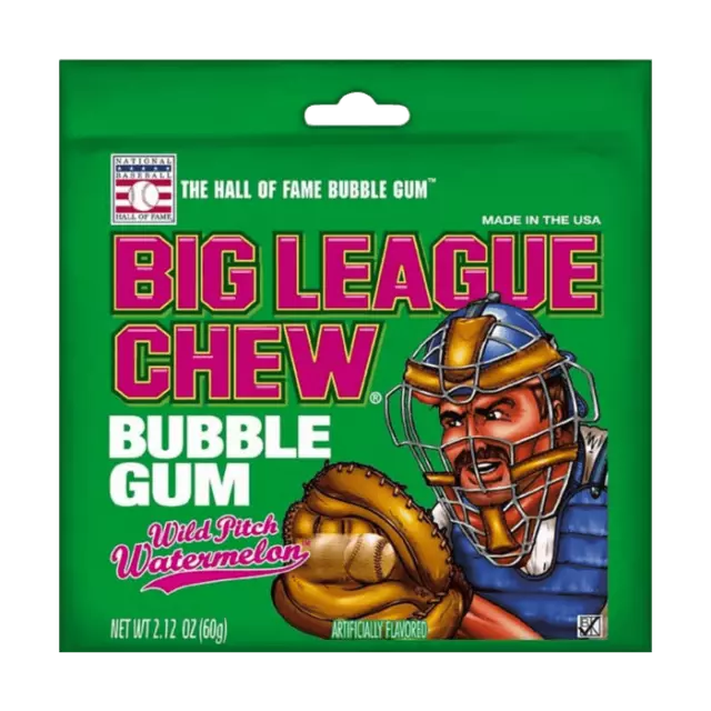 Big League Chew Watermelon Bubblegum Chewing Gum Pouch 60g