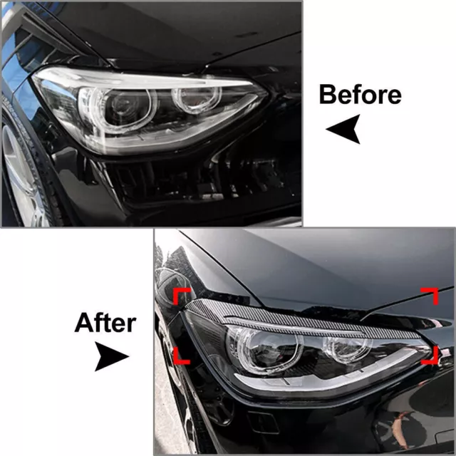 2X Headlight Eyebrows Trims Fit For BMW F20 F21 Pre LCI 2011-2014 Carbon Fiber