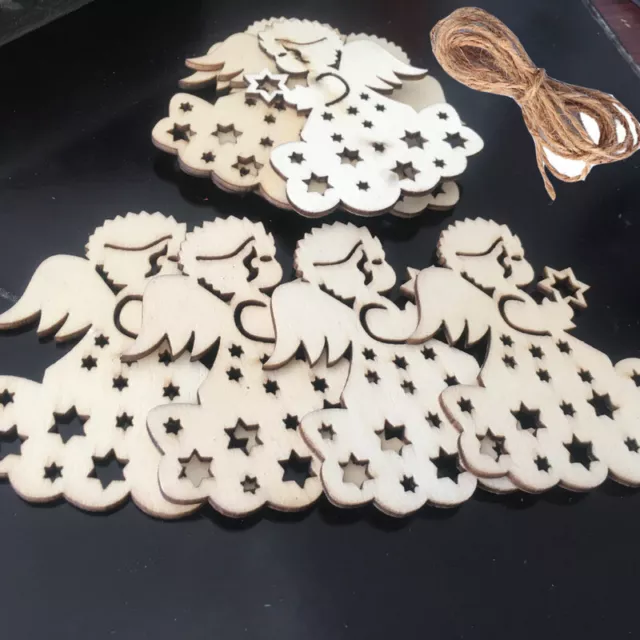 10X Wooden Christmas Angel Hanging Ornament Embellishment Craft Scrapbooking DIY