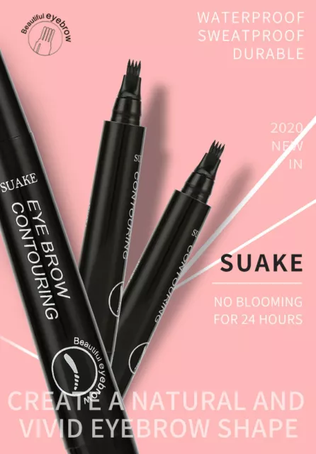 Microblading Tattoo Eyebrow 3D liquid Ink Pen waterproof 4 fork pencil brow UK