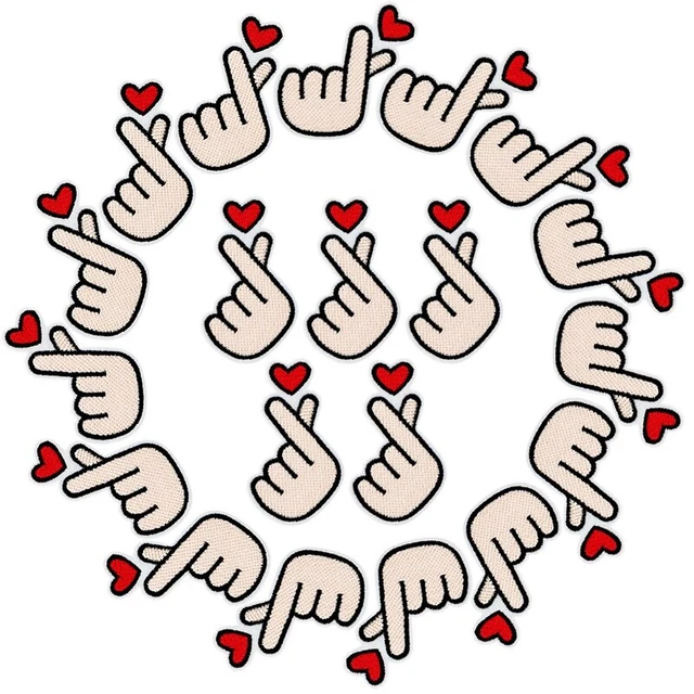 20 PIEZAS Parches para el corazón de los dedos, Coreano Costura para el corazón en bordado, Tela A H8N9