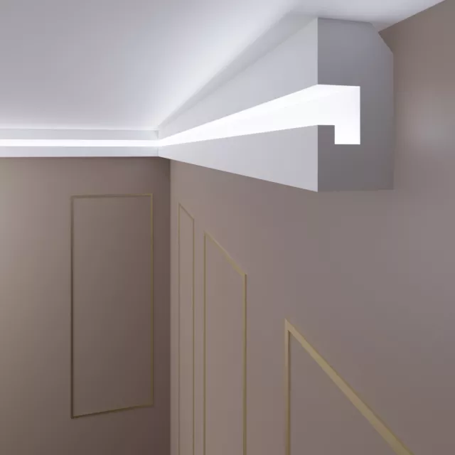 6 Meter LED Zierleiste Wand Stuck für indirekte Beleuchtung OL-37 XPS 90x45