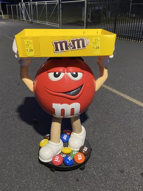 M&M Candy Character- Blue on Wheels w/Metal Base Store Display Height 52”  RARE!