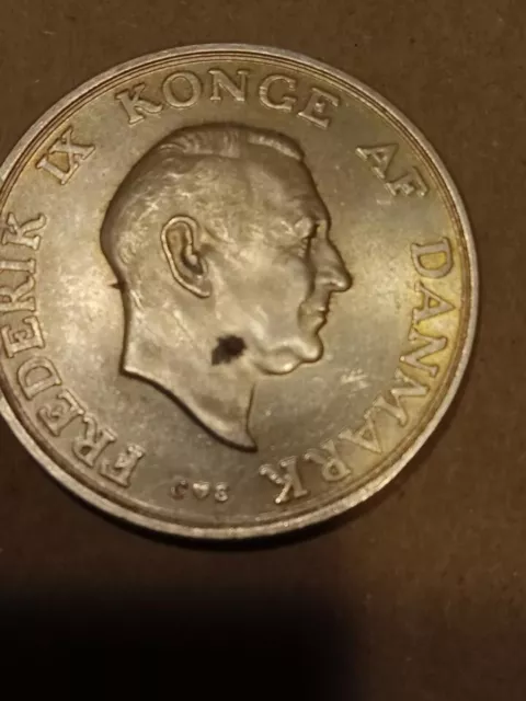 1958 Denmark 2 Kroner Silver Coin