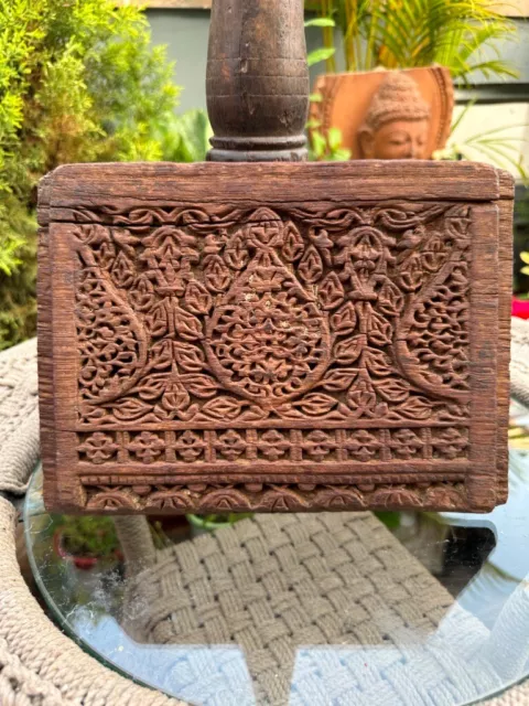 1700's Old Ancient Wooden Hand Carved Fine Floral Leaf Wall Hanging Panel