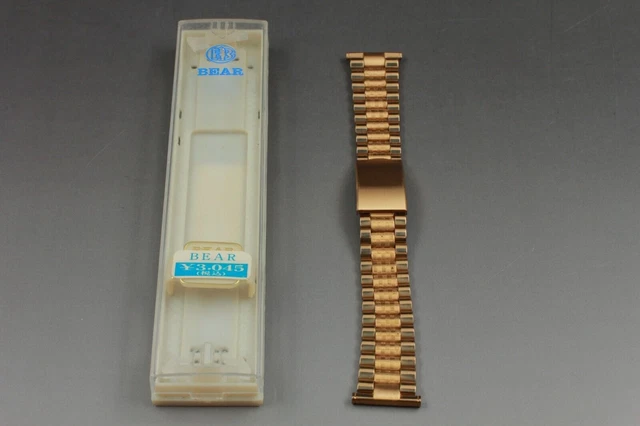 Nos Vintage 21Mm Bear Gold Plated Watch Bracelet / Band #1194