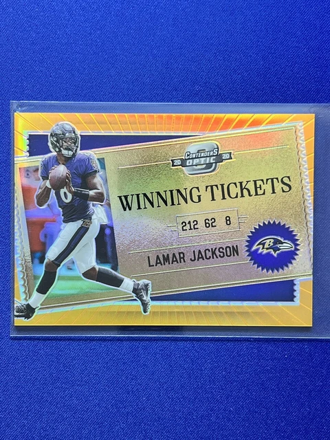 Lamar Jackson 2020 Contenders Optic Winning Ticket #WT4 Orange Prizm #/50
