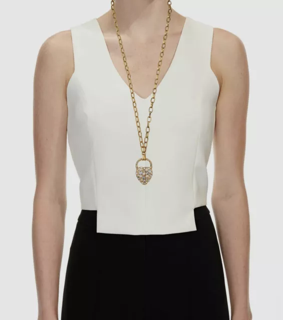 $324 Lulu Frost Women's Gold Plated Nina Crystal Pearly Pendant Chain Necklace 2