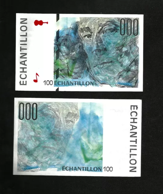 2 Test Note Echantillon Original Banque De France 100 Maurice Ravel Neuf