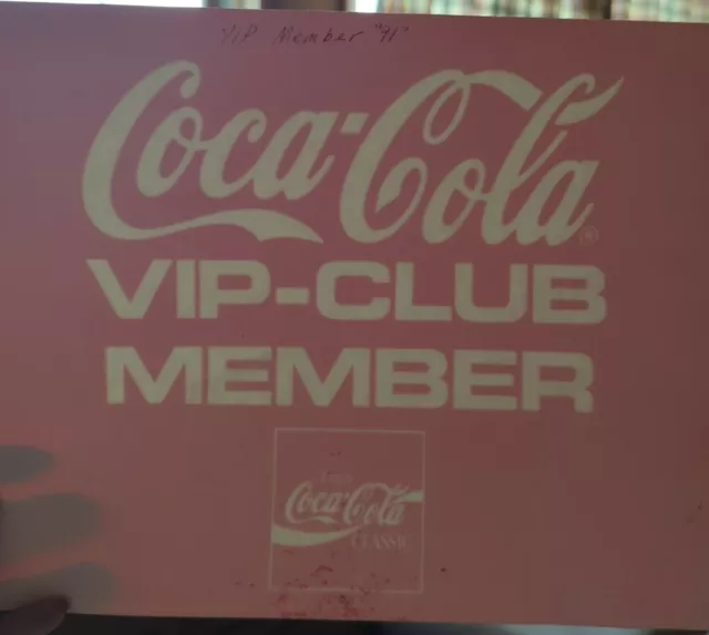 1991 VIP Club Member Coca Cola Coke Vintage Decal Large & Rare