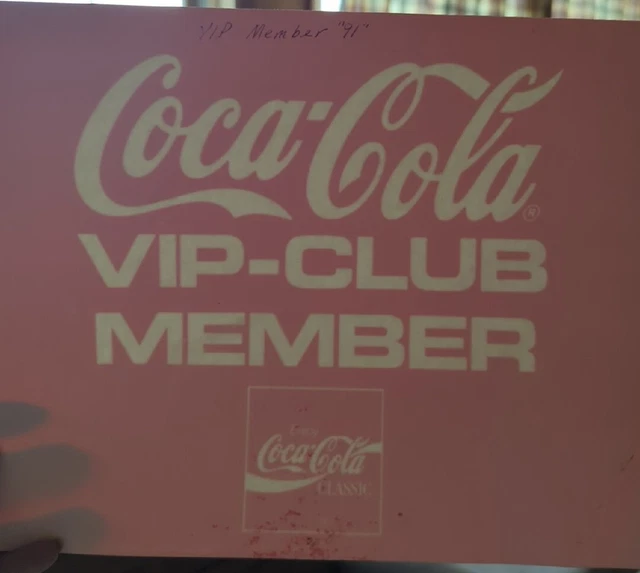 1991 VIP Club Member Coca Cola Coke Vintage Decal Large & Rare