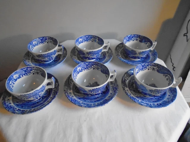 SPODE BLUE ITALIAN -Set Of 6 Cups And Saucers - English - Excellent ...