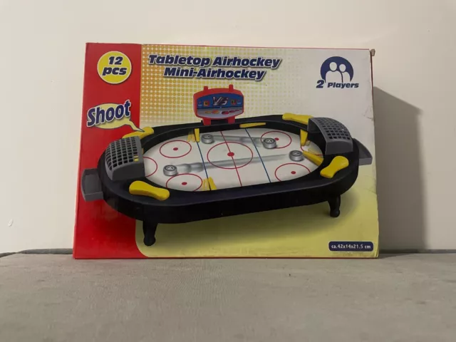 Mini Air Hockey Table Top Pushers Puck Kids Family Activity Game Indoor xmas