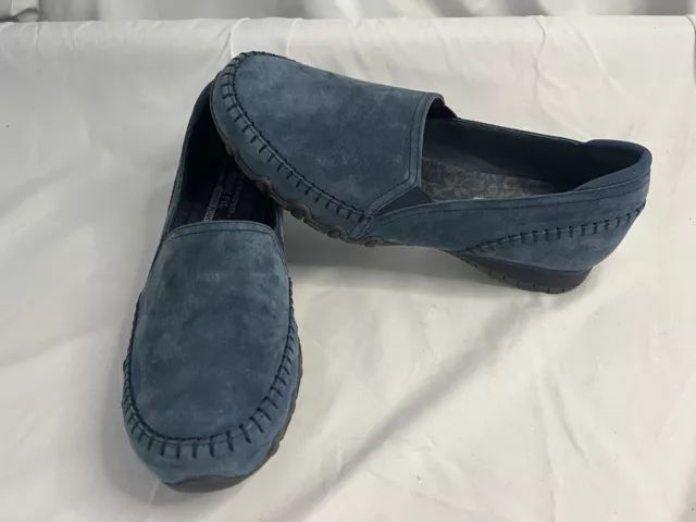 Skechers Womens Relaxed Fit Blue Suede Biker Alumni Size 11 49415