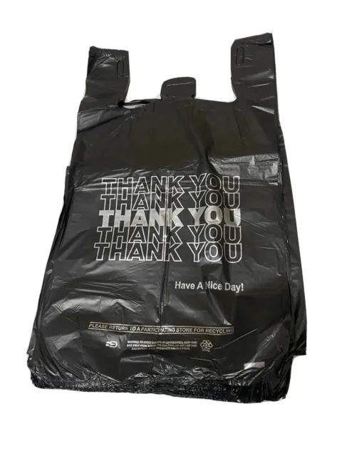 Bags 1/6 Black 21 x 6.5 x 11.5 "Thank You" T-Shirt Plastic Grocery Shopping Bags