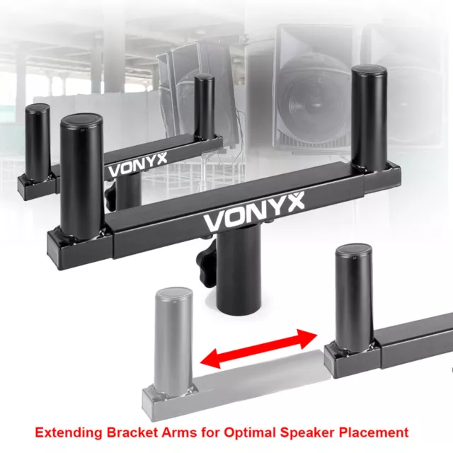 Pair of Universal Double Speaker Support Dual Bracket Stand 35mm Pole Mounts