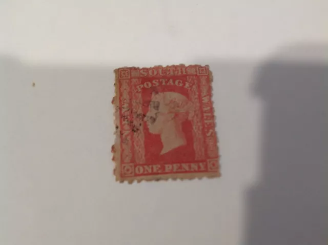 NSW 1d Red  1856 Diadem Issue Small, perf Seven Sea no 17 Barrel cancel