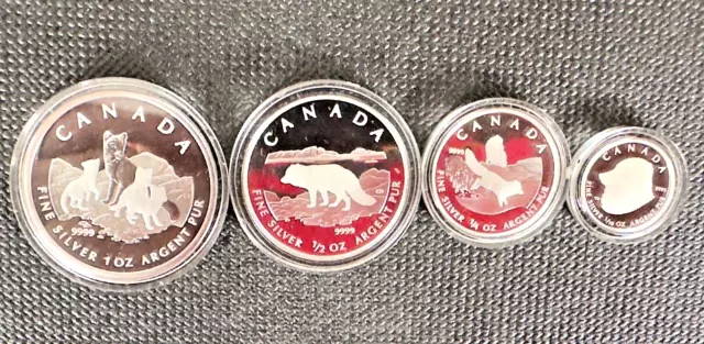 2004 Canada The Arctic Fox Proof Fractional 4 Silver  Coin Set.