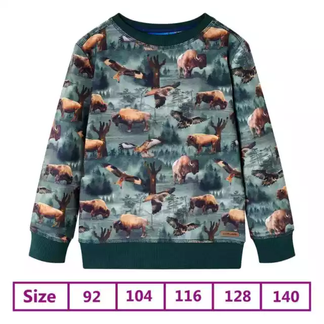 Sweatshirt pour Enfants Vêtement Tout-petits Imprimé Bovins et Aigle Vert Foncé