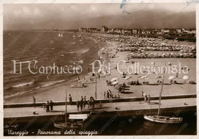 1940 VIAREGGIO Panorama della spiaggia Lucca cartolina