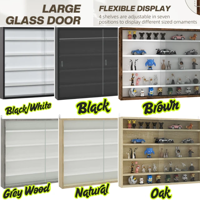 HOMCOM 5-TIER WALL Display Shelf Unit Cabinet w/ Shelves Glass Doors UK ...