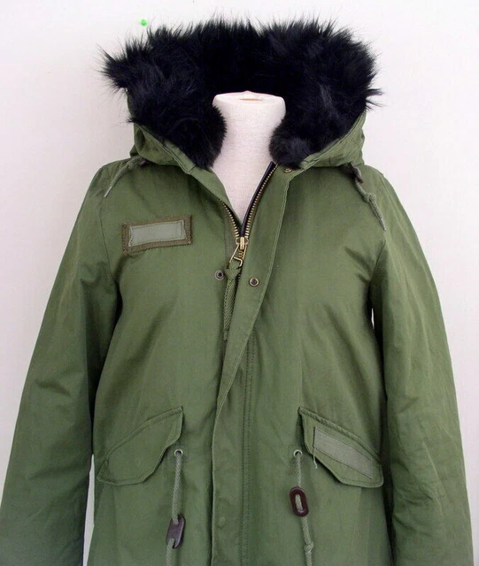 PARKA ZARA L 40 42 MANTEAU doudoune SOLD OUT capuche fourrure veste militaire