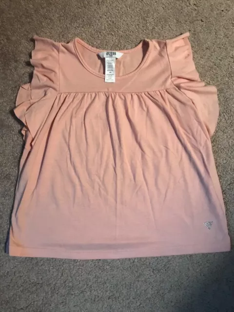 Guess Kids Brand Light Orange/Peach Girls Short Sleeve Top (L 6X)