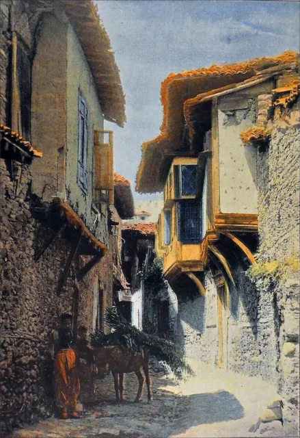 ORIENTALISME (TURQUIE) - UNE RUE à AÏDIN (AYDIN) - Planche couleur du 19e siècle