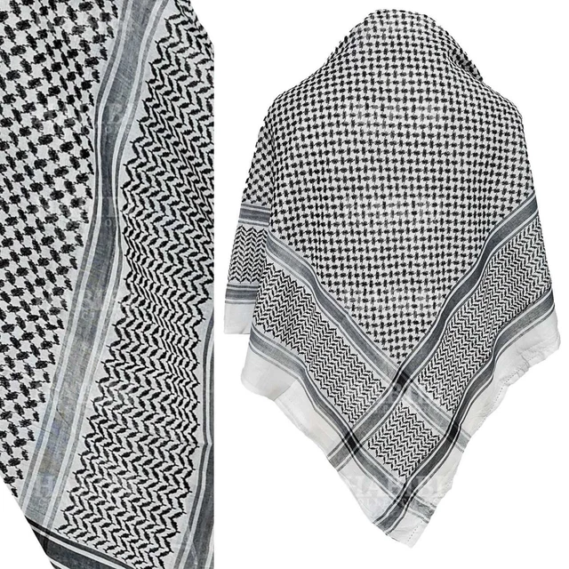 Foulard Chèche Keffieh Gentleman Farmer - Blanc Et Gris Rayures - 100% Viscose