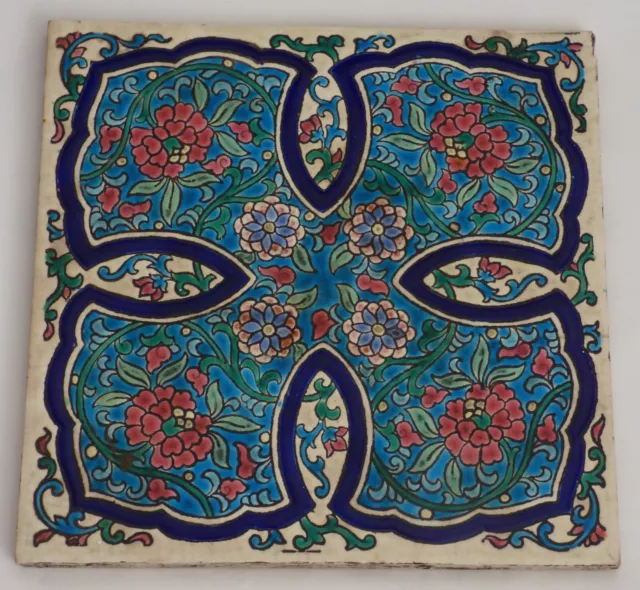 ° Oriental IZNIK Style Emaux de Longwy Art Nouveau Tile Fliese Jugendstil Tegel