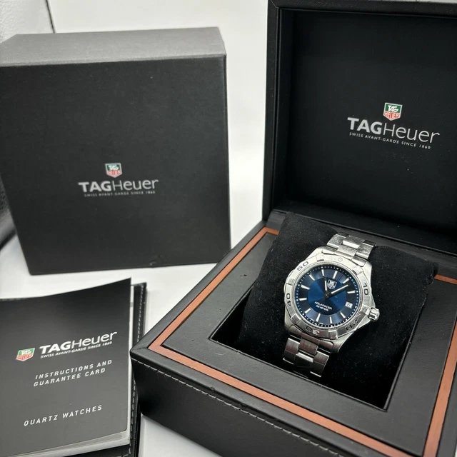 TAG HEUER AQUARACER WAP1112 Blue Face Quartz Men s Watch Boxed Authentic Used 569.99 PicClick UK