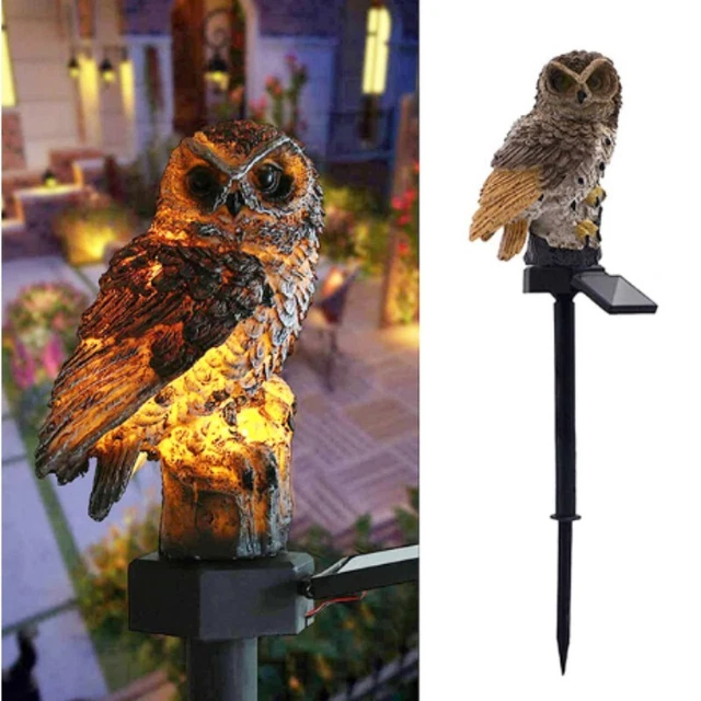 Outdoor Solar Power LED Owl Light Garden Yard Landscape Decor Lamp Waterproof
